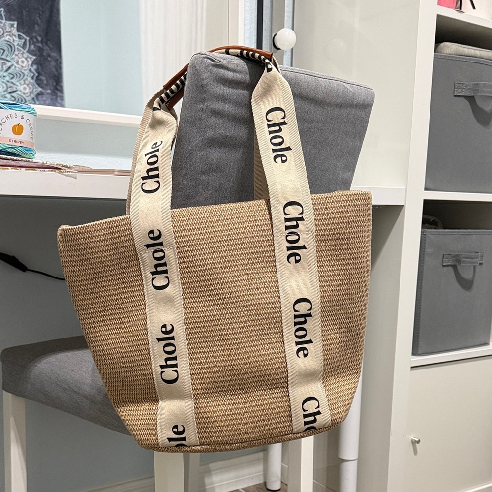 Elegant Brown Tote with Cream Accents